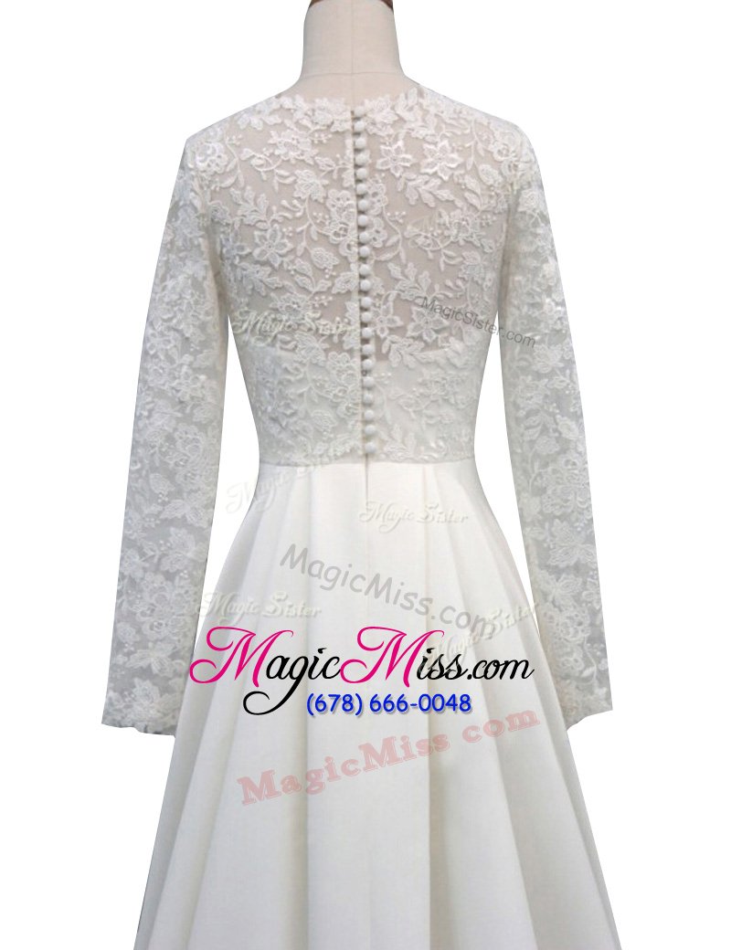 wholesale custom fit long sleeves brush train lace clasp handle wedding dresses