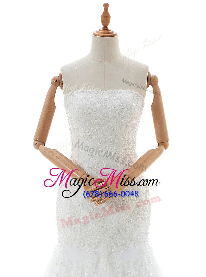 wholesale excellent mermaid with train clasp handle wedding dresses white and in for wedding party with lace and appliques brush train