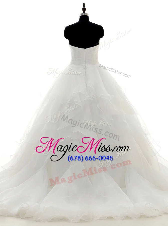wholesale customized white a-line pick ups bridal gown zipper satin and organza long sleeves with train
