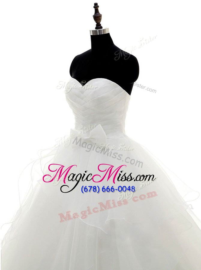 wholesale customized white a-line pick ups bridal gown zipper satin and organza long sleeves with train