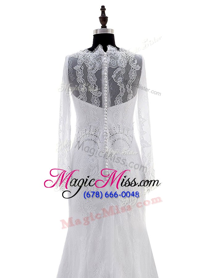 wholesale latest lace long sleeves with train wedding gown brush train and appliques