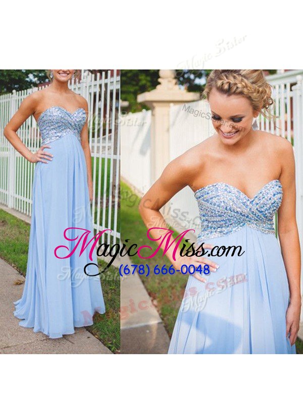 wholesale gorgeous floor length backless prom gown blue and in for prom and party with beading
