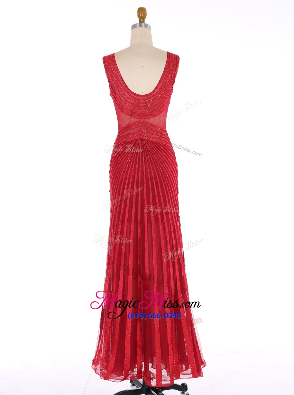 wholesale edgy mermaid sleeveless floor length sequins zipper prom dress with red