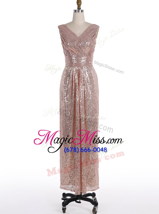 wholesale exquisite sleeveless sequined floor length zipper in gold for with sequins