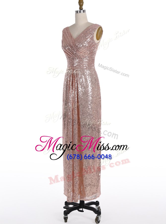 wholesale exquisite sleeveless sequined floor length zipper in gold for with sequins