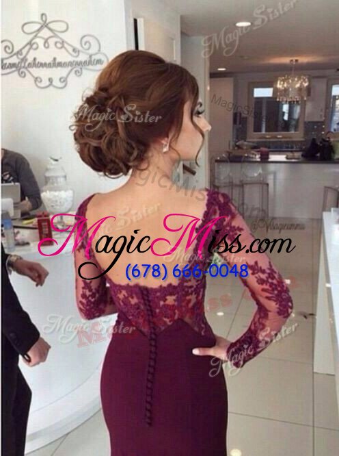 wholesale custom made mermaid scoop long sleeves brush train zipper appliques prom gown