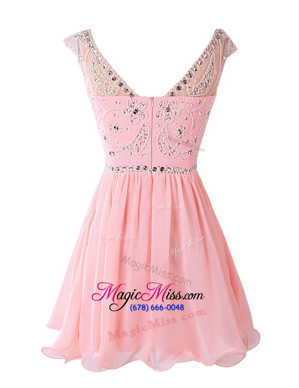 wholesale smart sleeveless chiffon knee length zipper prom evening gown in pink for with sashes|ribbons