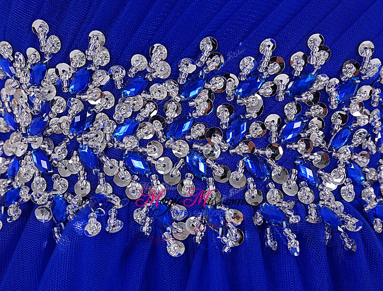 wholesale ideal royal blue sleeveless mini length beading lace up dress for prom