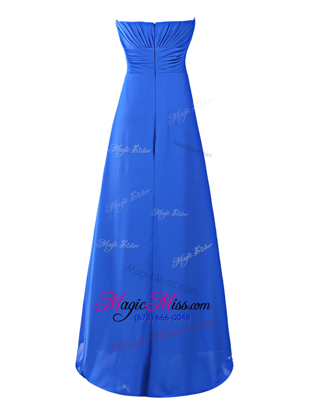 wholesale delicate floor length royal blue strapless sleeveless zipper