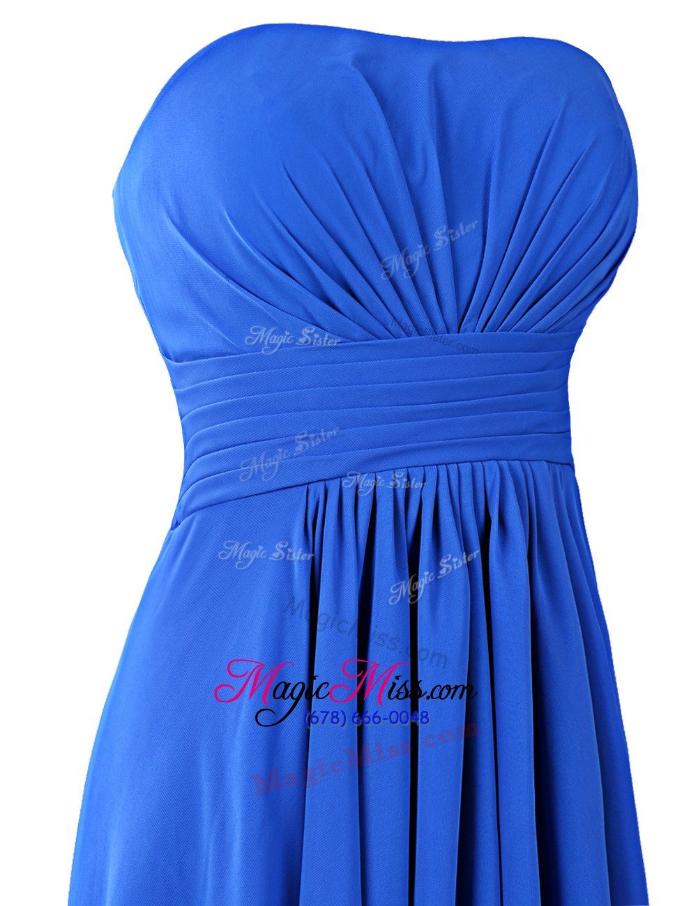 wholesale delicate floor length royal blue strapless sleeveless zipper