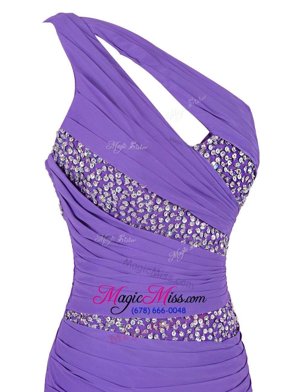 wholesale fantastic brush train a-line prom gown purple one shoulder chiffon sleeveless zipper