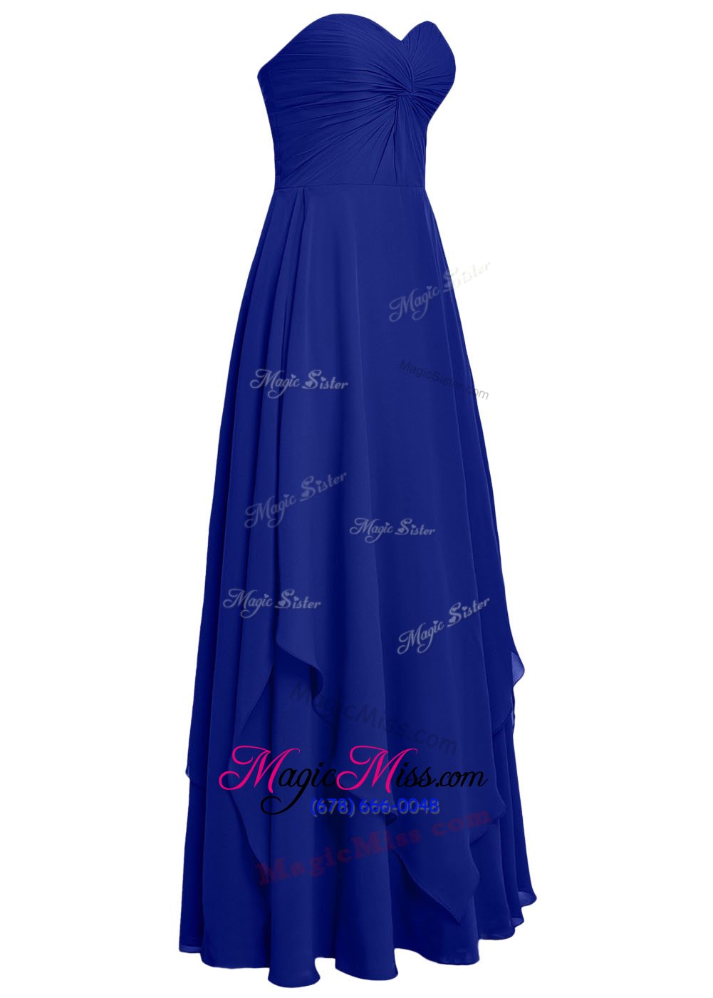 wholesale custom fit ruffles hoco dress royal blue zipper sleeveless floor length