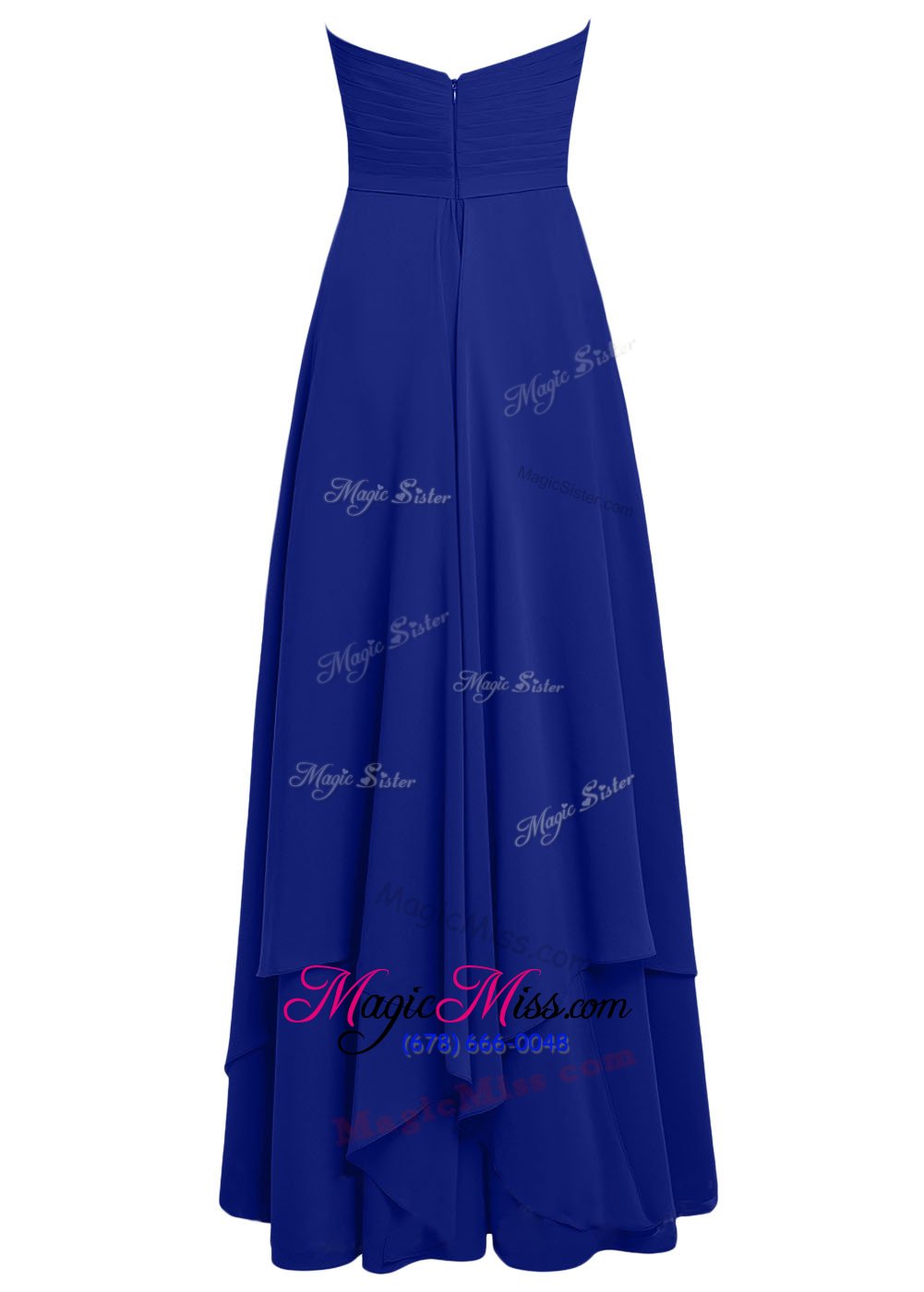 wholesale custom fit ruffles hoco dress royal blue zipper sleeveless floor length