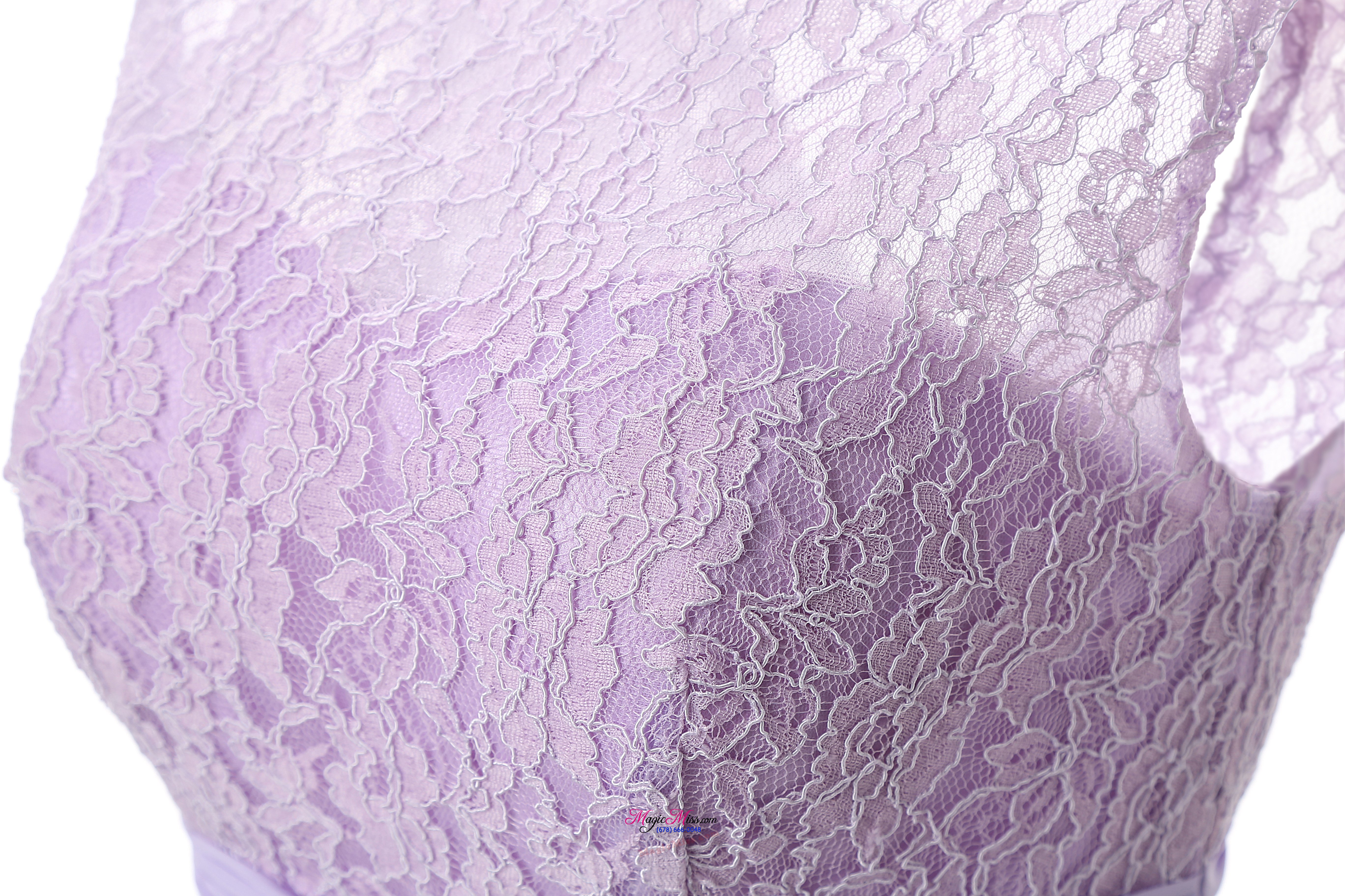 wholesale fine lavender scoop neckline lace sleeveless zipper