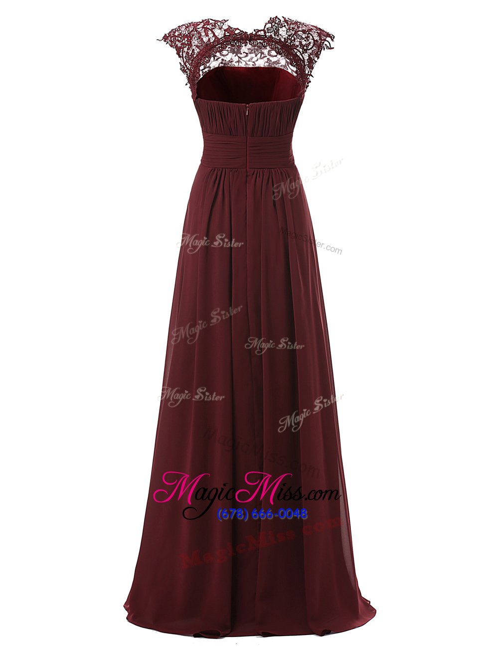 wholesale free and easy scoop floor length zipper celebrity inspired dress burgundy and in for prom and party with appliques