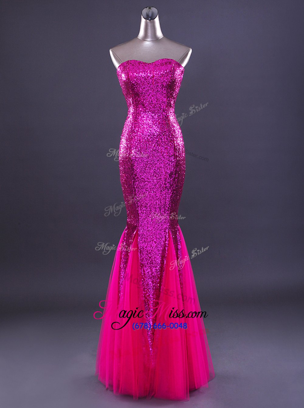 wholesale superior mermaid floor length red satin and tulle sleeveless sequins