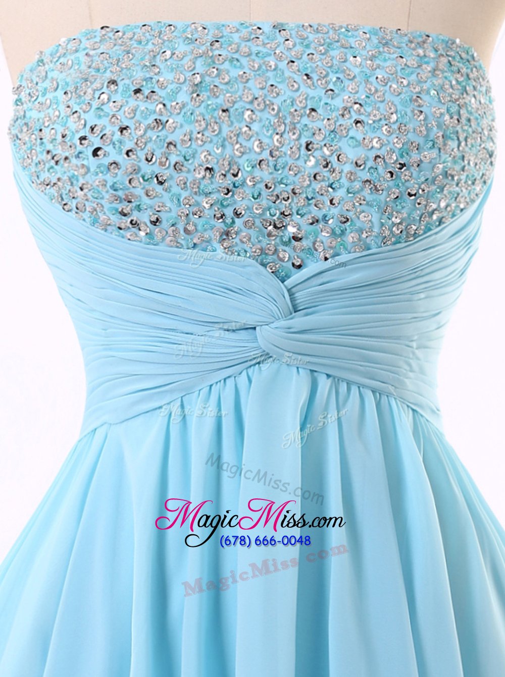 wholesale dramatic blue prom gown prom and for with beading and sequins and ruching strapless sleeveless zipper