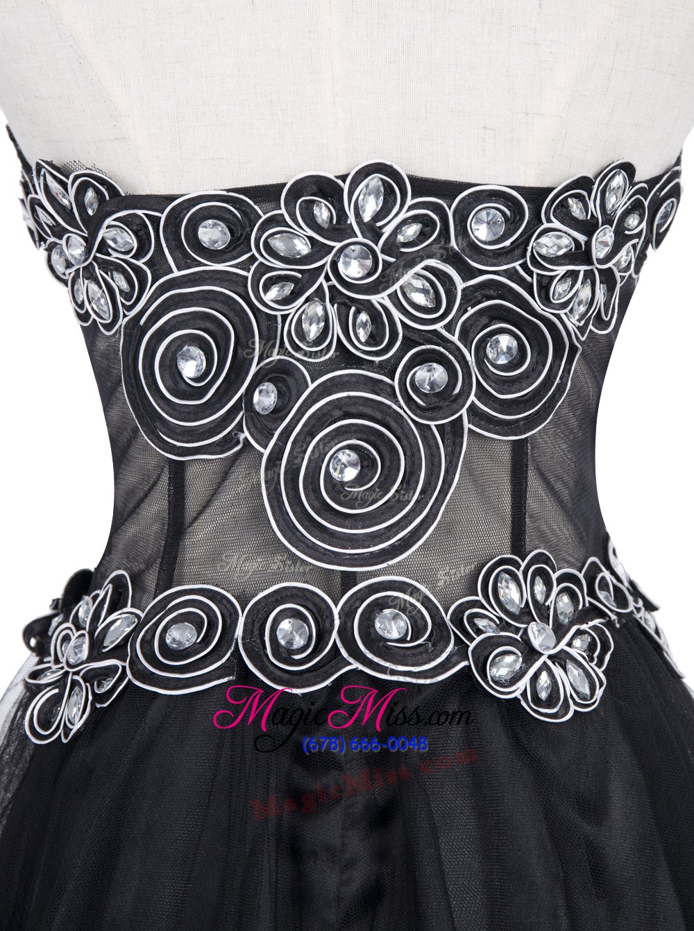 wholesale sleeveless organza mini length zipper custom made in black for with appliques