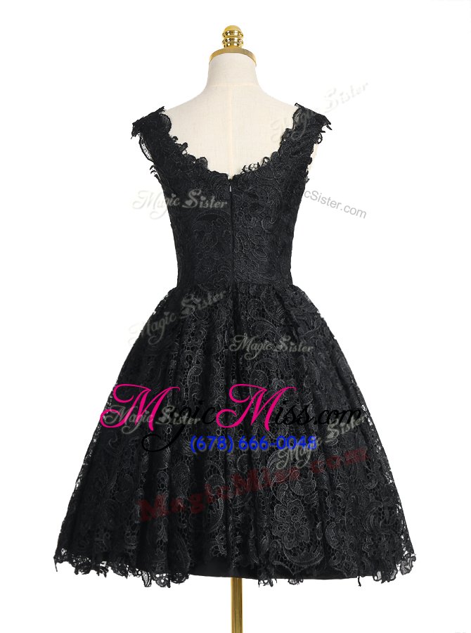 wholesale affordable black celebrity inspired dress prom and party and for with lace v-neck sleeveless zipper
