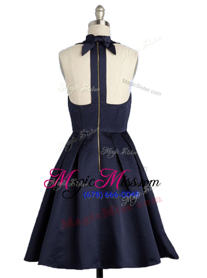 wholesale glamorous square knee length zipper mother of the bride dress navy blue and in for prom and party with bowknot