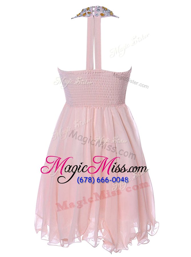 wholesale simple strapless sleeveless backless junior homecoming dress baby pink chiffon