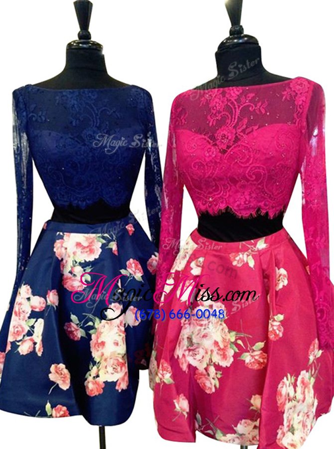 wholesale glittering royal blue prom homecoming dress prom and for with lace bateau long sleeves zipper