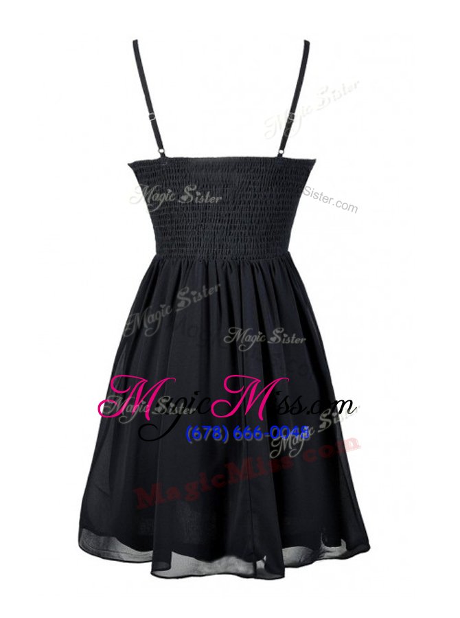wholesale pretty ruching evening dress black zipper sleeveless mini length