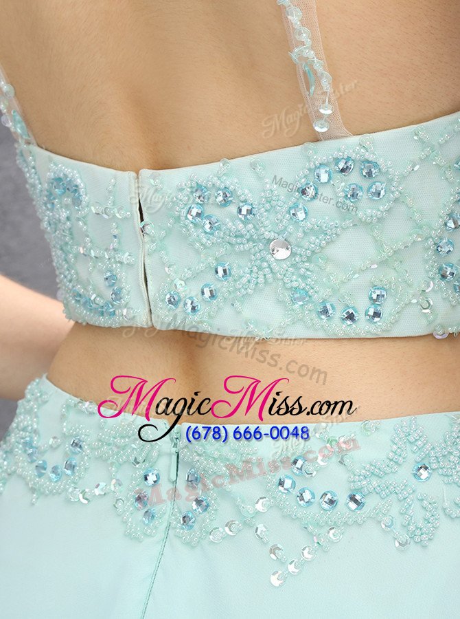 wholesale suitable light blue halter top zipper beading sleeveless