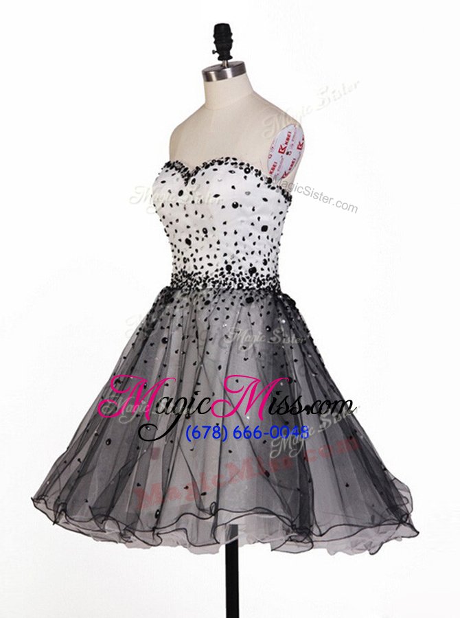 wholesale high end black sleeveless beading knee length prom dresses