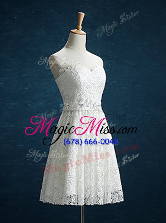 wholesale great white lace zipper sweetheart sleeveless mini length homecoming dress online beading