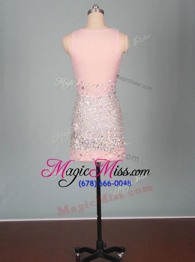 wholesale glamorous scoop elastic woven satin sleeveless mini length prom party dress and beading