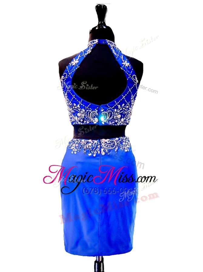 wholesale super mini length column/sheath sleeveless royal blue prom dresses zipper