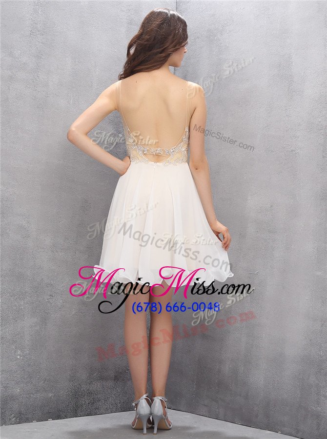 wholesale spectacular v-neck sleeveless chiffon prom party dress beading zipper