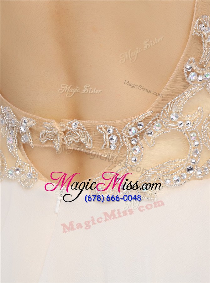 wholesale spectacular v-neck sleeveless chiffon prom party dress beading zipper