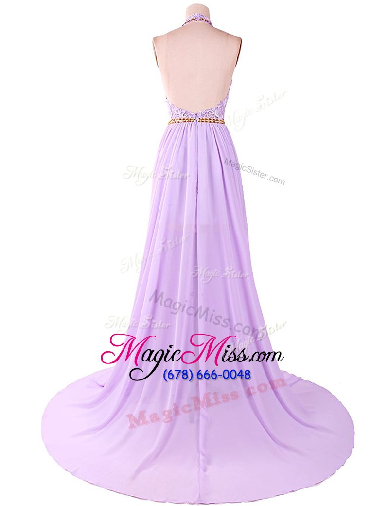 wholesale with train lavender homecoming dress sleeveless brush train backless