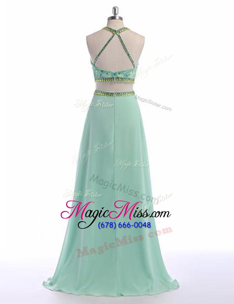 wholesale affordable apple green prom and for with beading scoop sleeveless sweep train criss cross