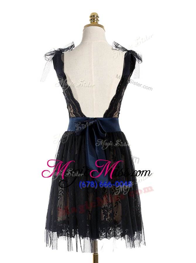 wholesale high class scoop sleeveless backless mini length lace and belt