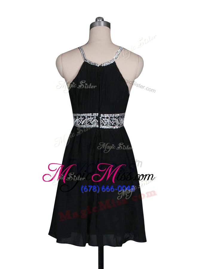 wholesale colorful halter top sleeveless zipper mini length beading prom dress