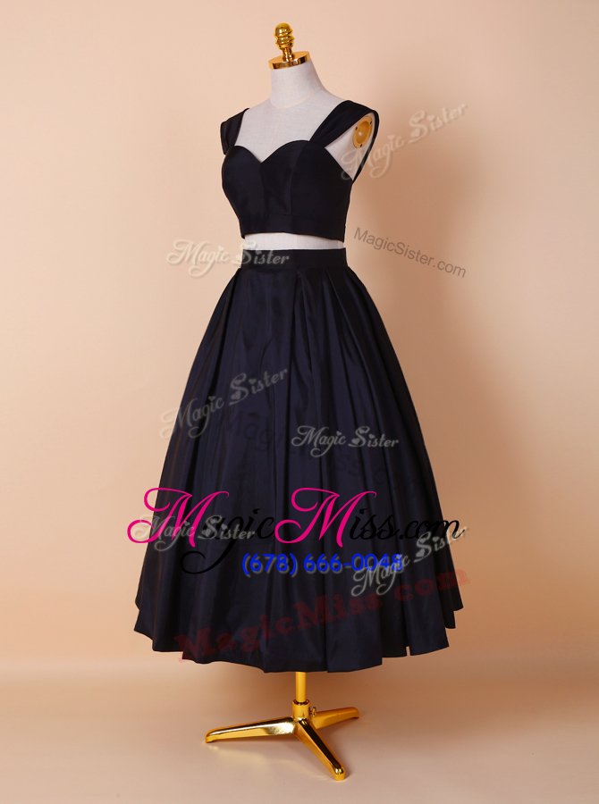 wholesale on sale tea length black homecoming gowns straps sleeveless zipper