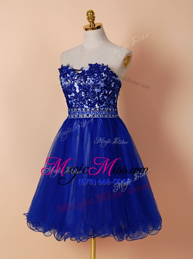 wholesale edgy tulle sleeveless knee length prom party dress and beading and appliques