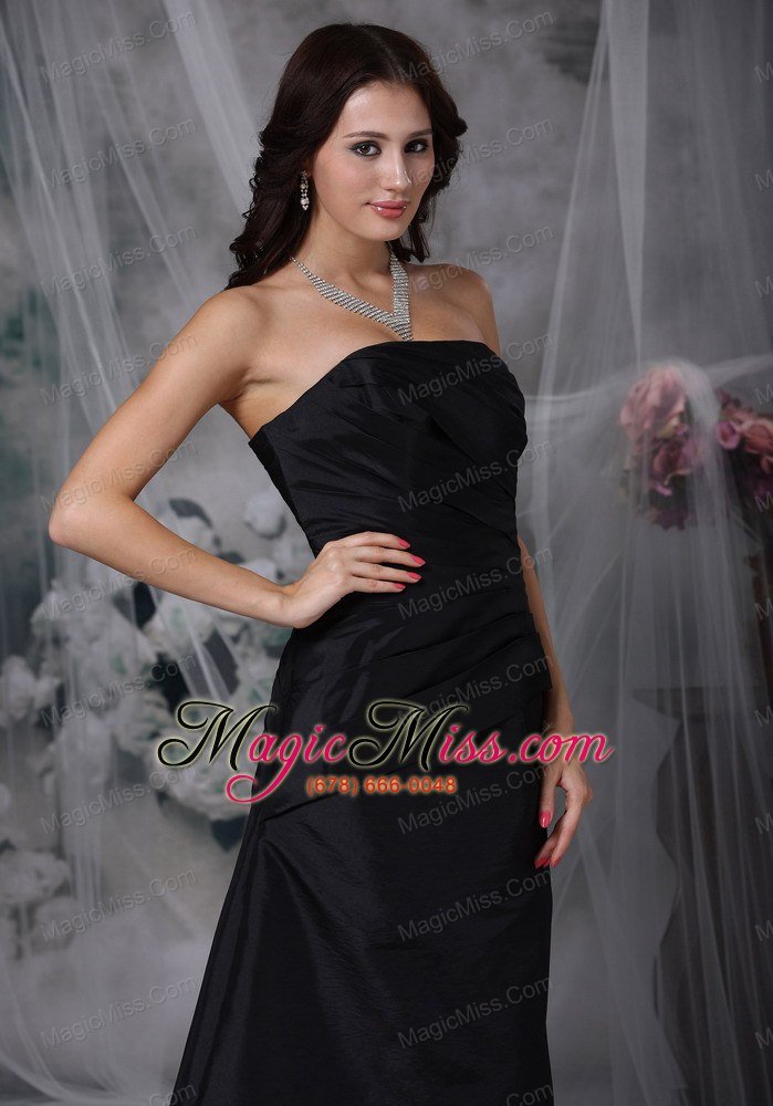 wholesale black a-line strapless ankle-length satin ruch prom dress