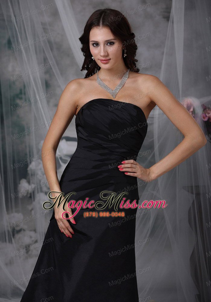 wholesale black a-line strapless ankle-length satin ruch prom dress