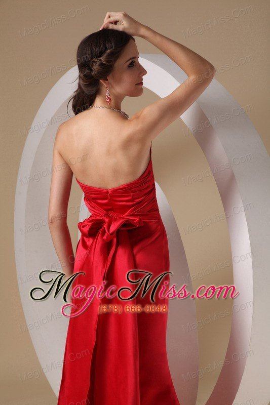 wholesale sexy red column / sheath sweetheart evening dress satin bow brush train