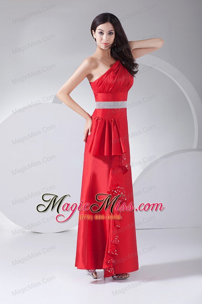 wholesale beading and ruching decorate bodice one shoulder ankle-length 2013 prom dress