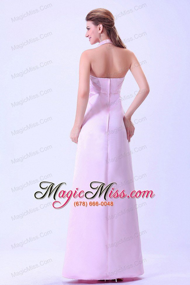 wholesale halter column baby pink for 2013 bridemaid dress satin