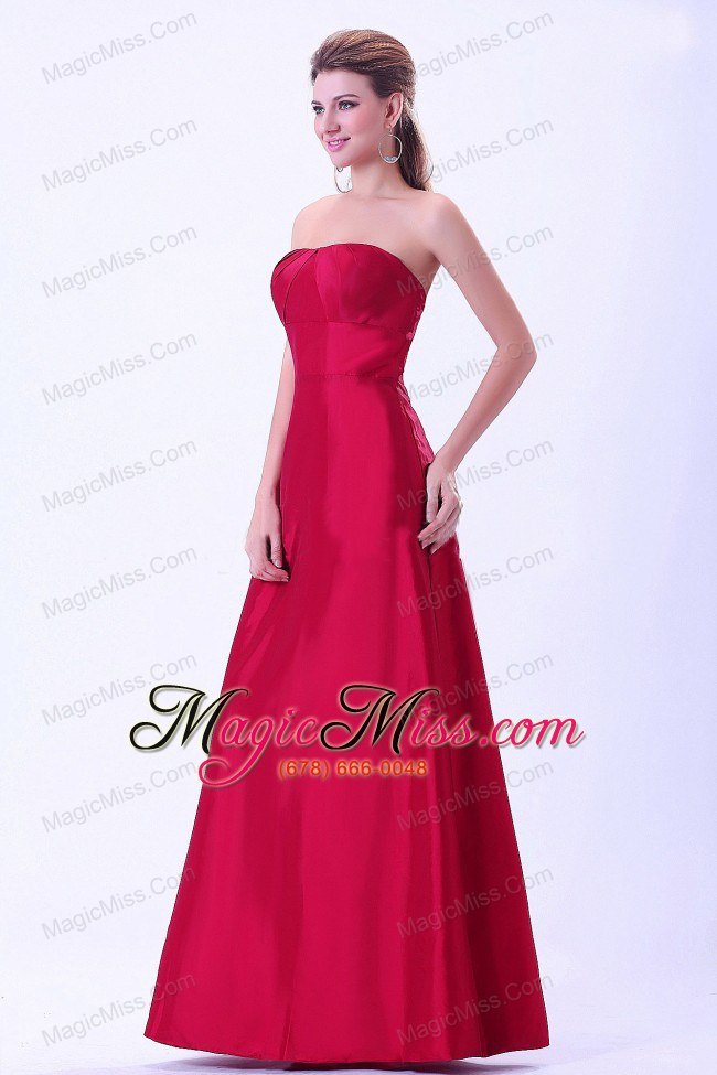 wholesale wine red bridemaid dress a-line floor-length taffeta