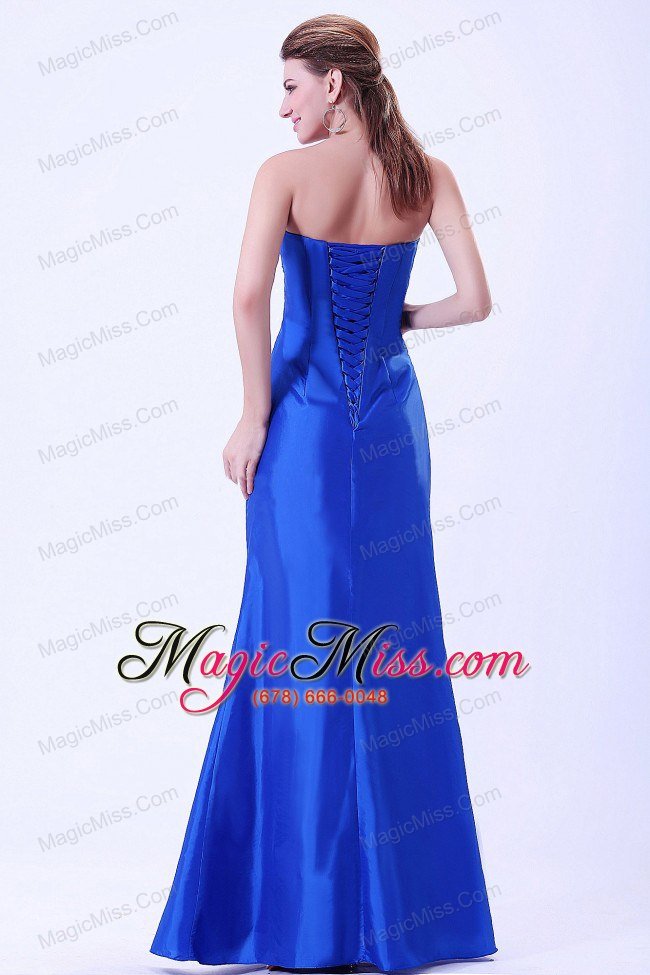 wholesale royal blue bridemaid dress sweetheart floor-length lace-up