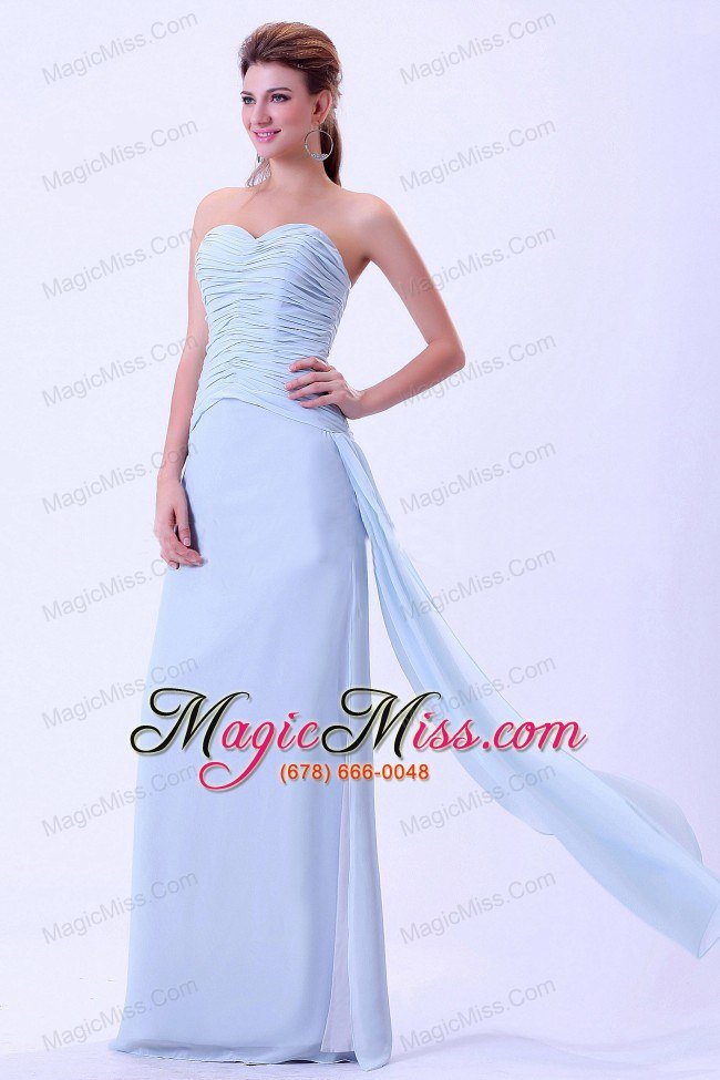 wholesale light blue sweetheart ruched prom dress chiffon for custom made
