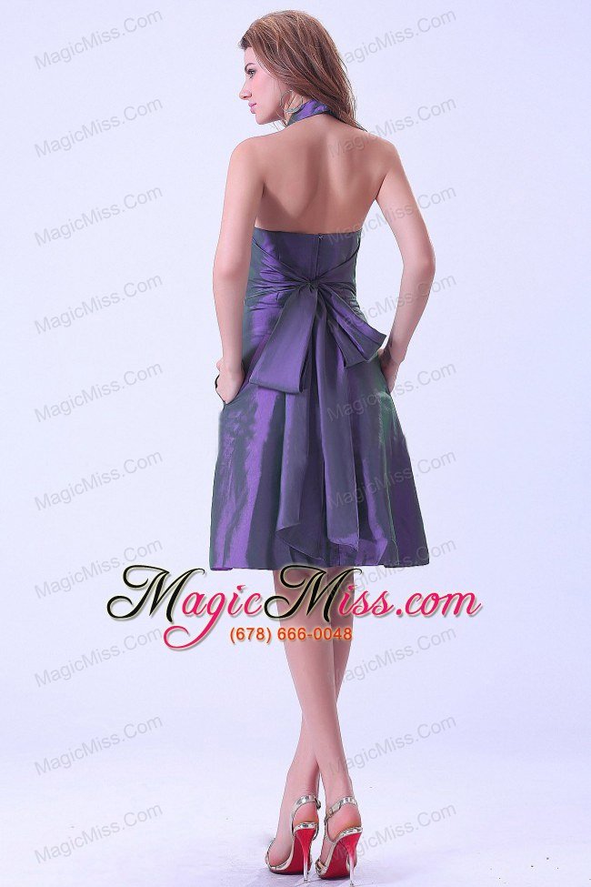 wholesale purple halter prom / homecoming dress knee-length taffeta