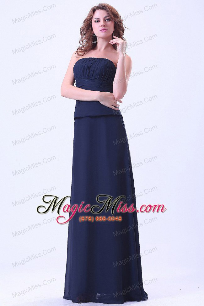 wholesale navy blue strapless prom dress chiffon for custom made